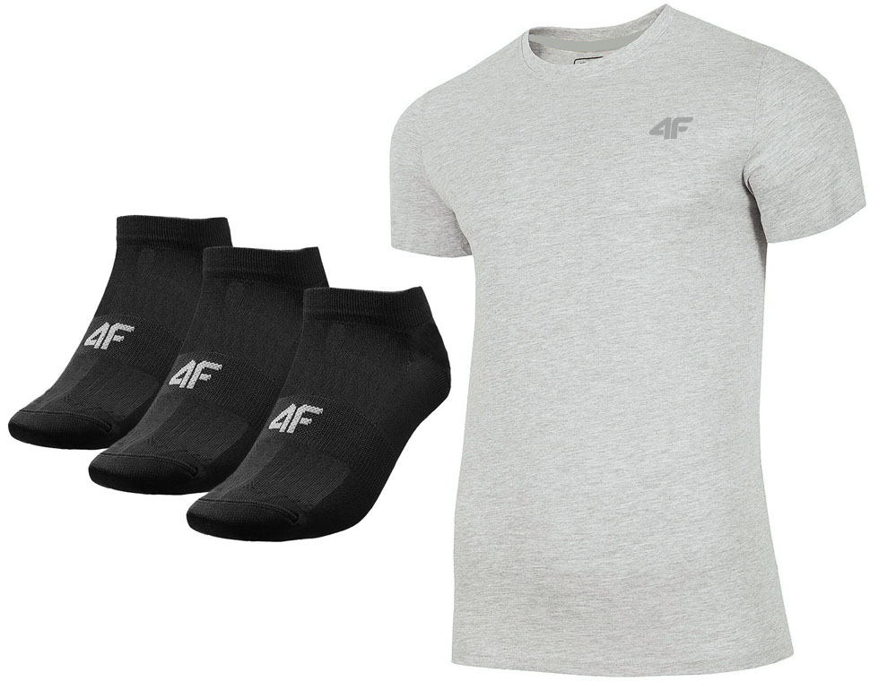 

4F T-shirt Koszulka + Skarpety Stopki 3 Pary r.XL