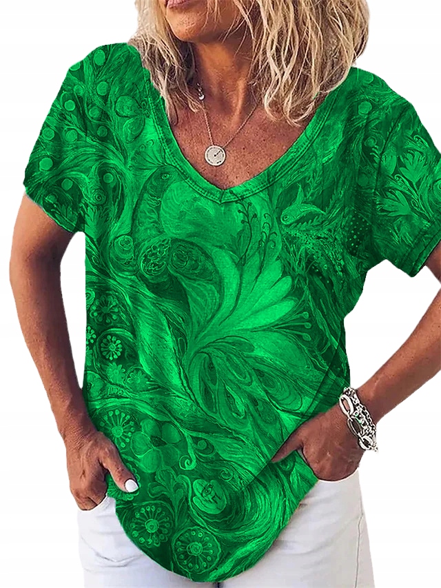 ELEGANCKA KOBIECA BLUZKA T-SHIRT NADRUK ABSTRAKCJA Materiał dominujący lycra