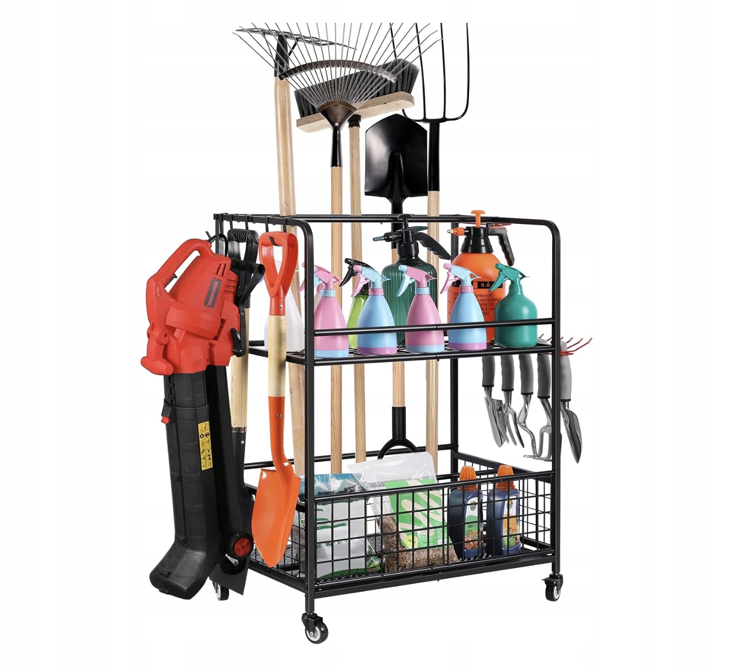 Stojan Na Zahradní Nářadí, Kovový Organizér S Kolečky