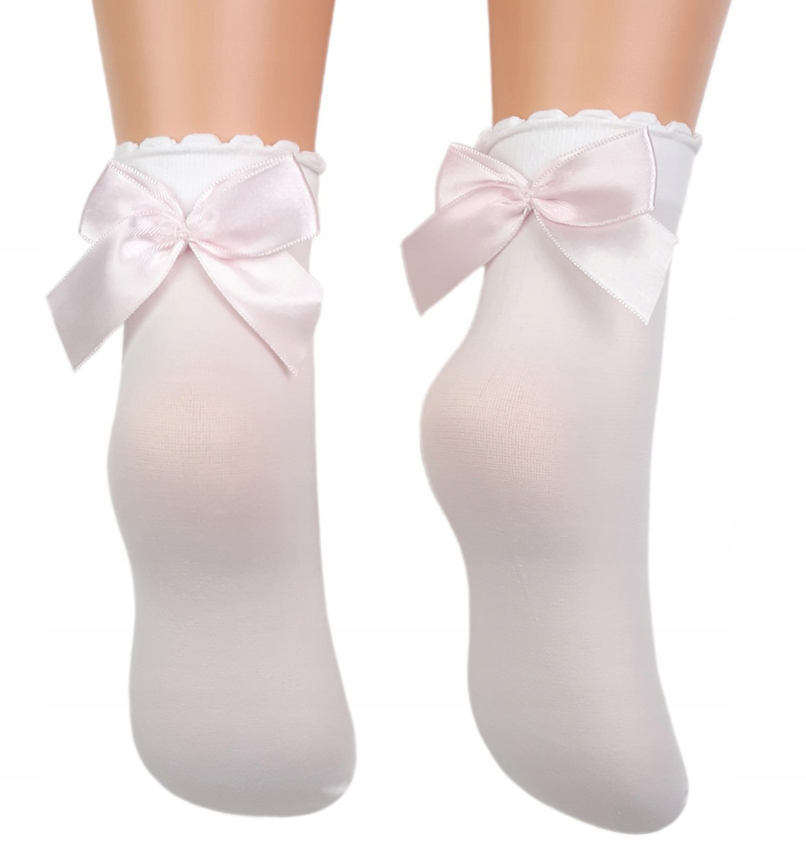 

Milusie Białe Skarpetki Microfibra Kokarda 6-12LAT