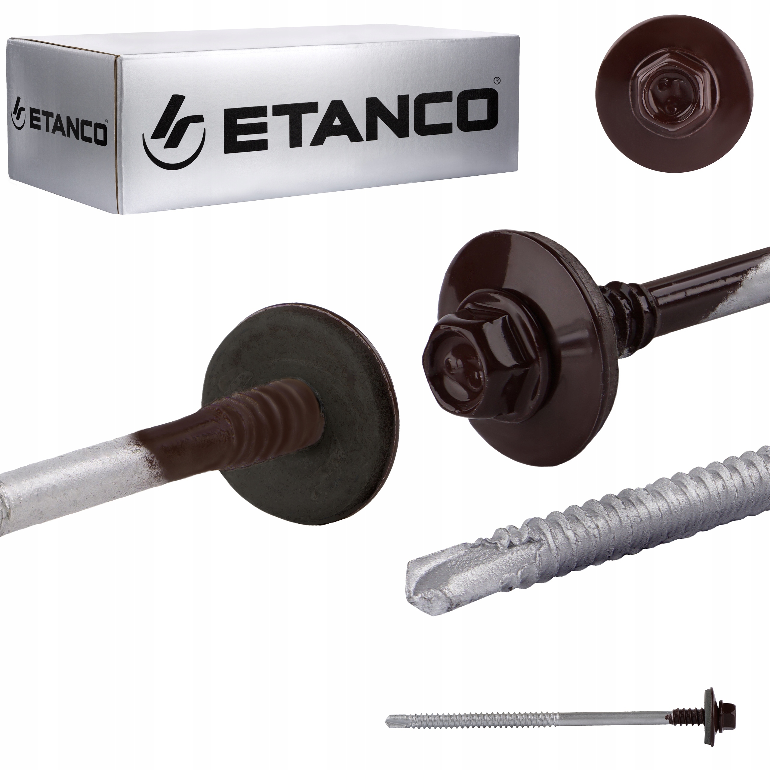 Wkręty do płyty warstwowej 110 mm RAL 8017 100 szt. do metalu Etanco GTR6