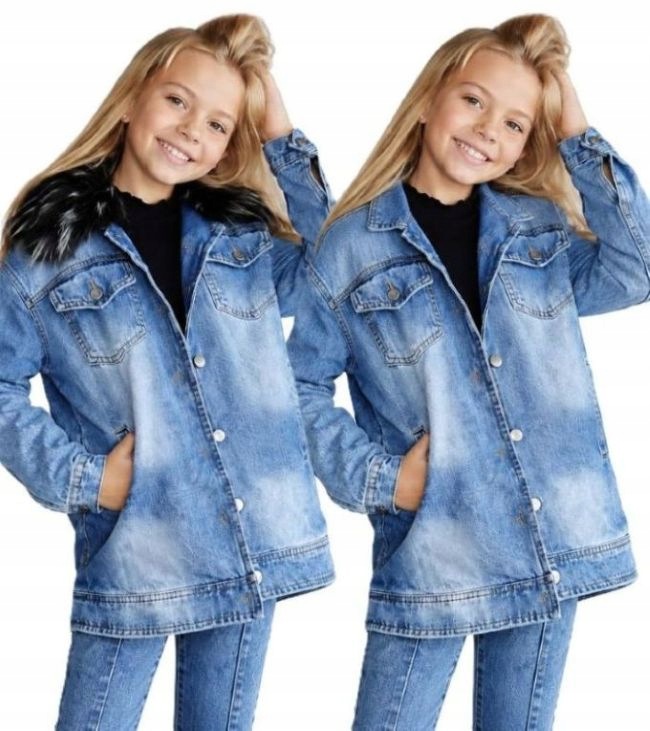 Małami Kurtka Jeans Katana Z Polarkiem Odpinany Kołnierz Czerń 98 104