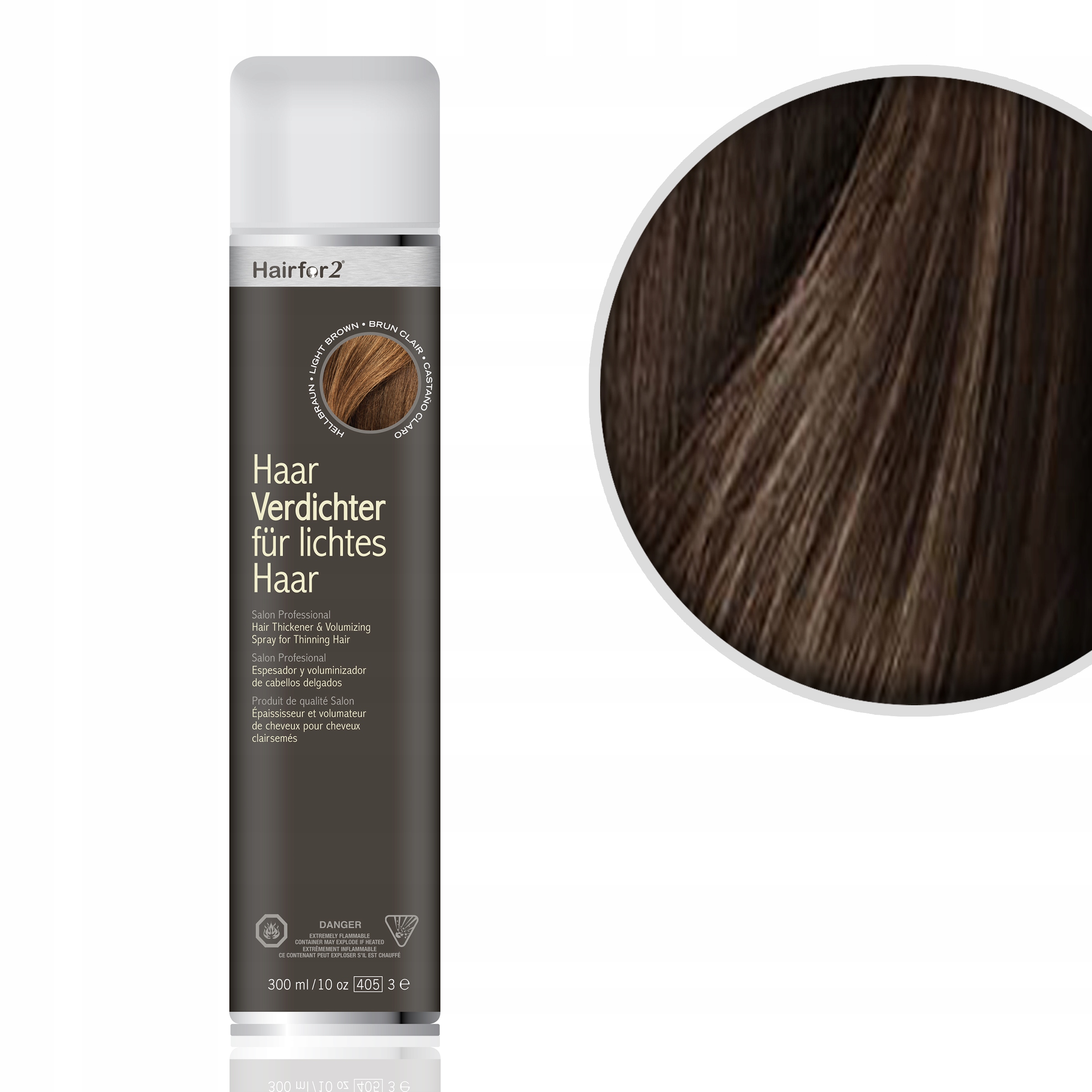 HairFor2 300ml Tmavě Hnědá Mikrovlákna Zahušťování Maskování