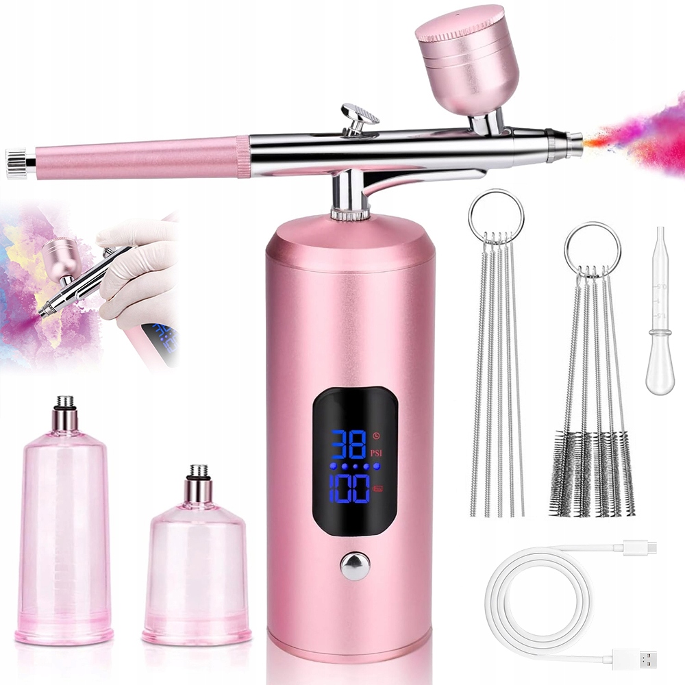 Aerograf Pro Zdobení Nehtů LCD 3 Úrovně Tlaku