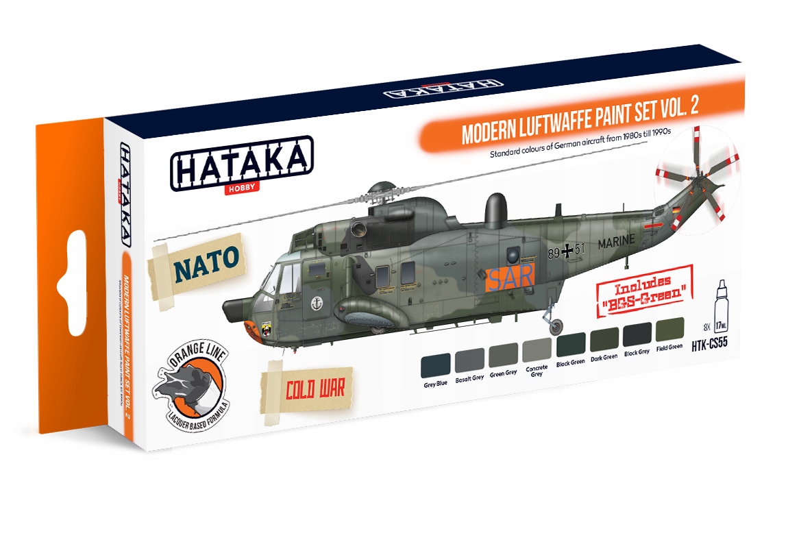 Sada barev Hataka Orange Line HTK-CS55 Modern Luftwaffe Paint Set Vol. 2