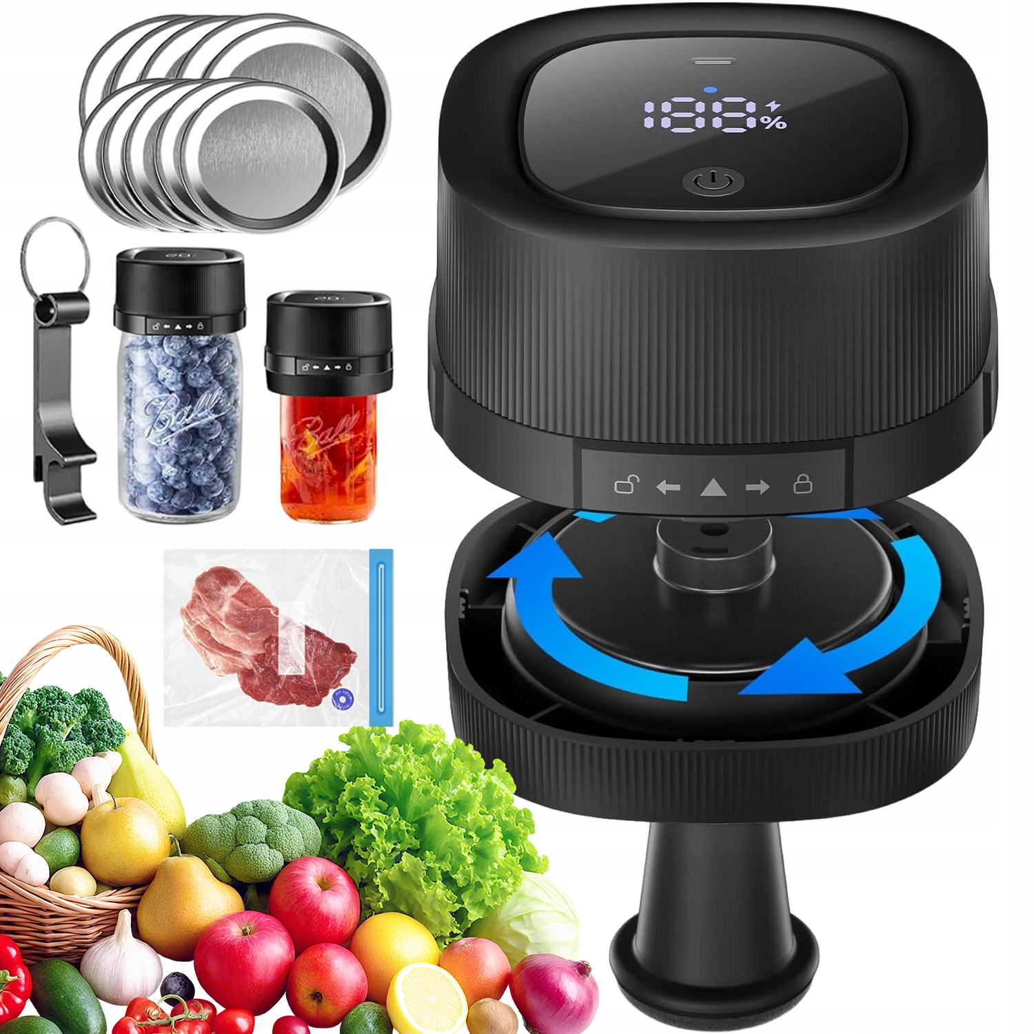 Zgrzewarka Próżniowa Do Słoików Mason Jar 7/8,5CM Z Otwieraczem