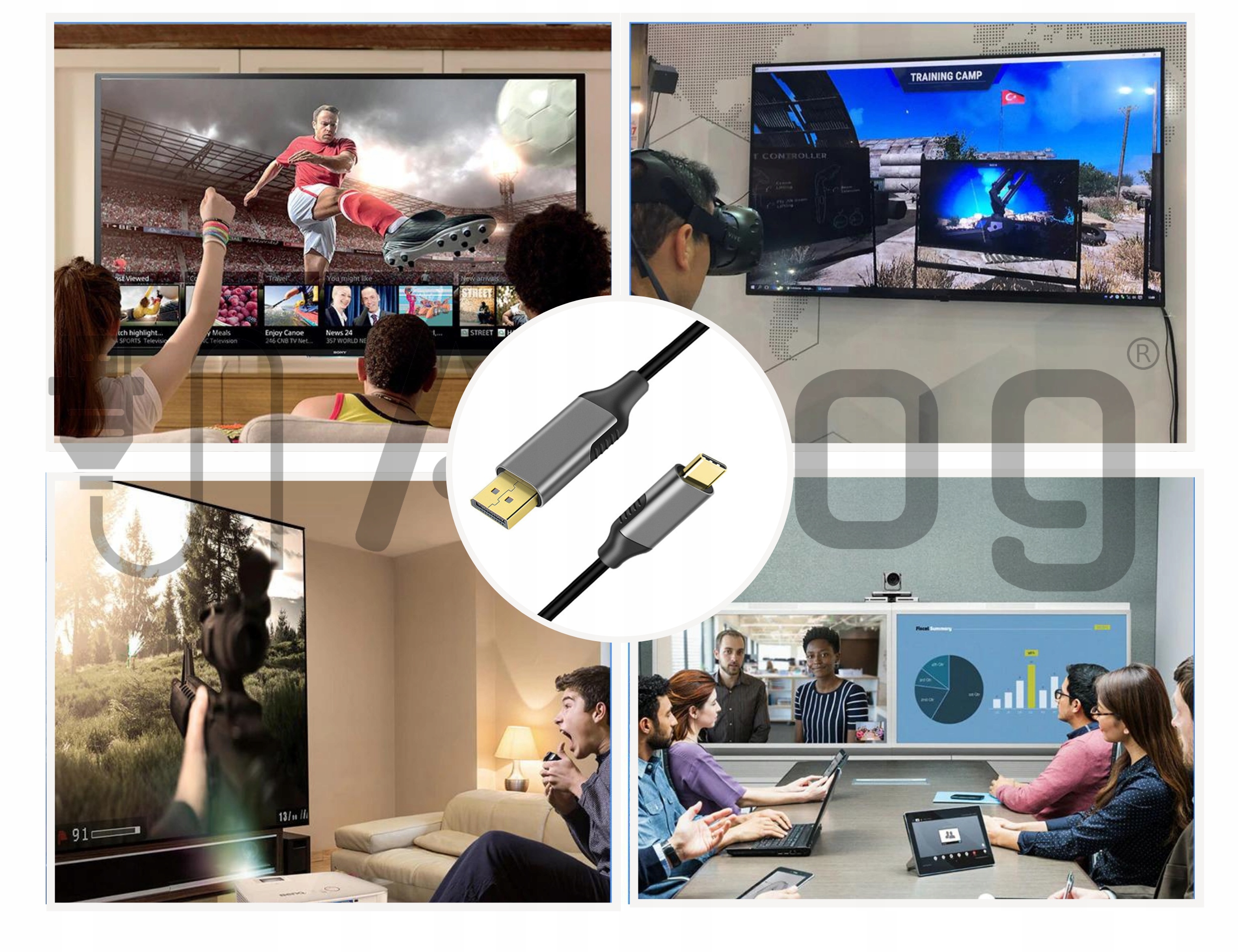 KABEL ADAPTER PRZEWÓD USB-C DO DisplayPort DP MAC 4K 60Hz PLUG&PLAY AGOG Kod producenta CD1 przewód przejściówka typ C adapter