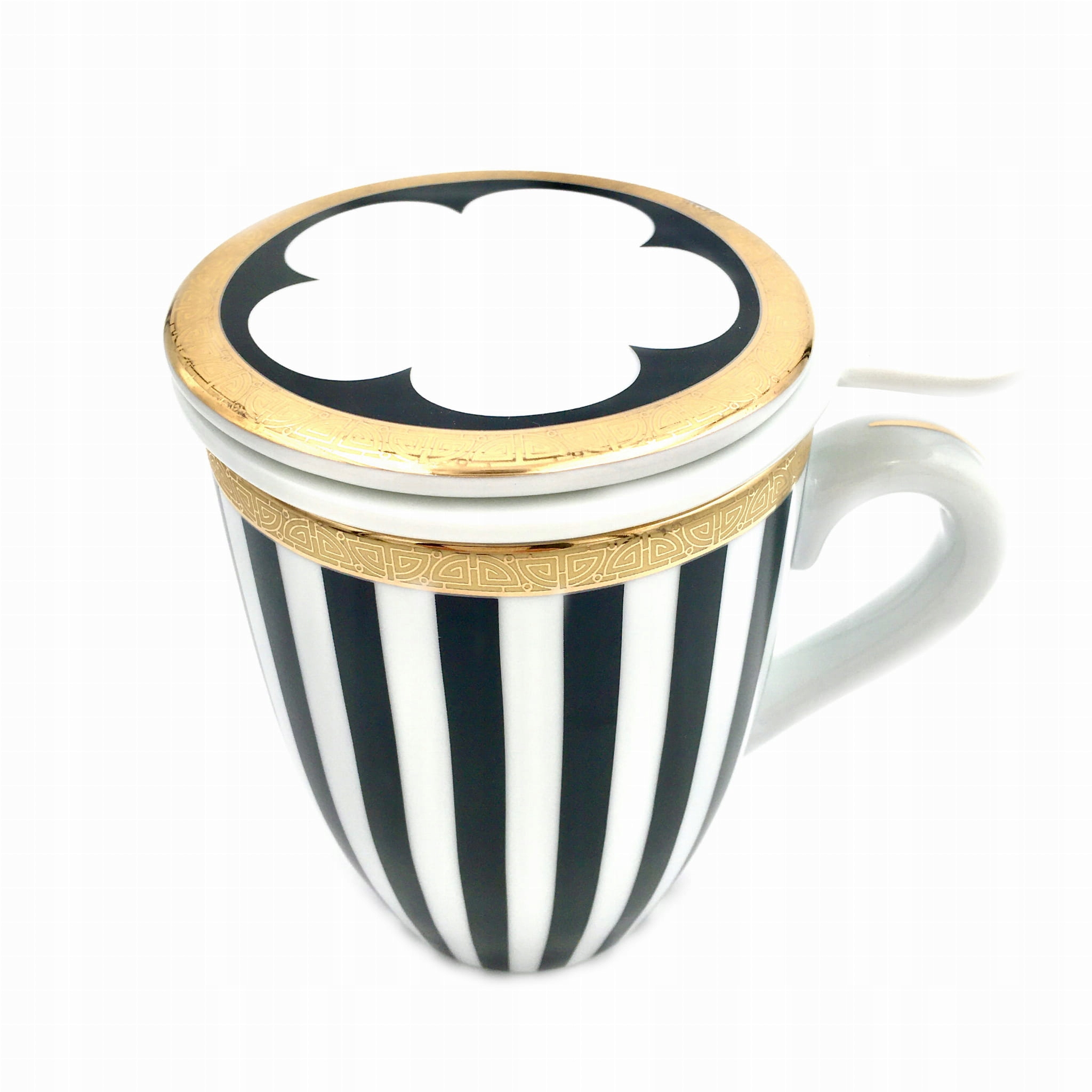 

Kubek z zaparzaczem ceramicznym Serko Paski 350 ml
