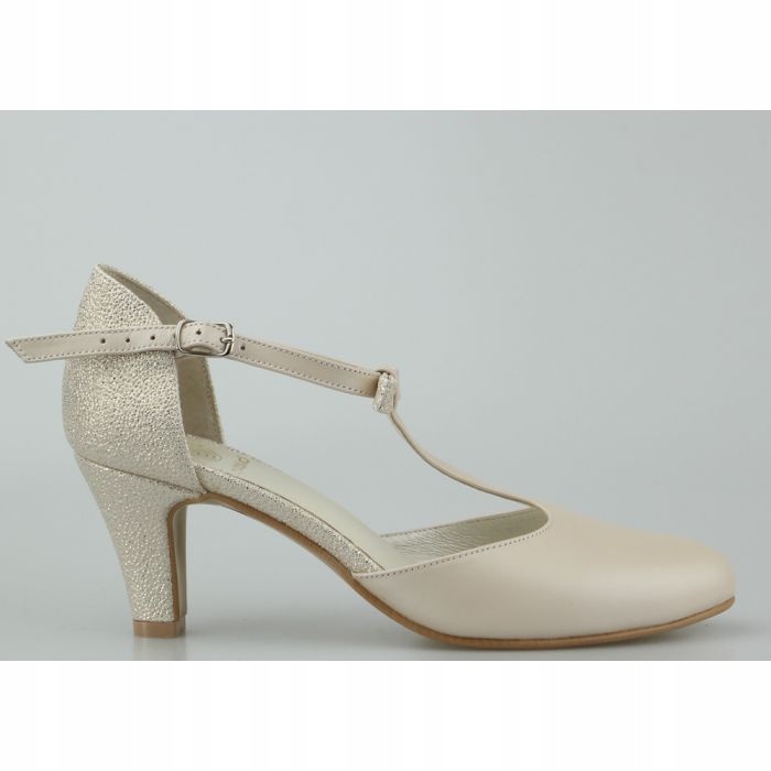 Béžové Zlaté Lodičky Na Svatební Podpatky 7 CM 41