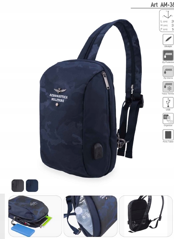 Plecak saszetka torebka Aeronautica Militare AM-362 Bl do20 l niebieski
