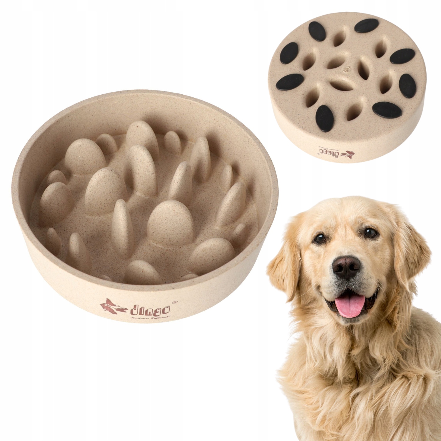 Levně Zpomalovací Miska Pro Velkého Psa Bambusová Protiskluzová 22 CM 1,10 L