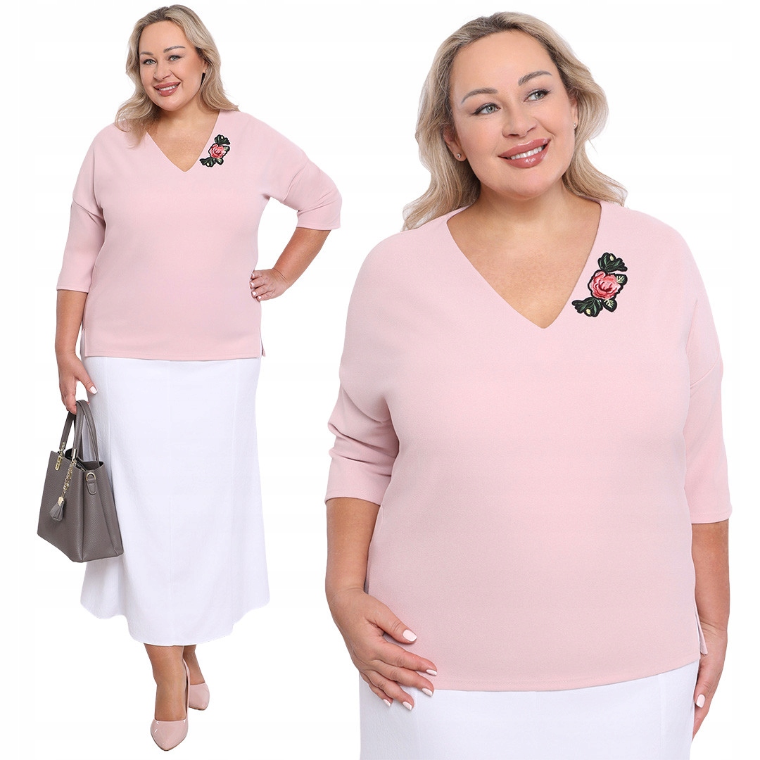 Světle růžová halenka s nášivkou 60/62