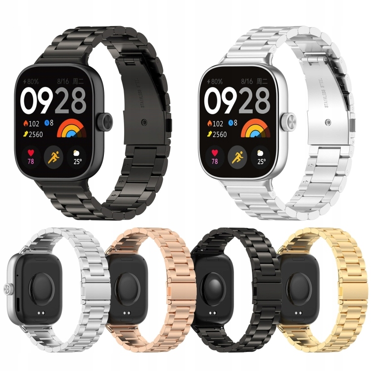 BRANSOLETA STALOWA PASEK DO XIAOMI REDMI WATCH 4 CZARNA Kolor czarny
