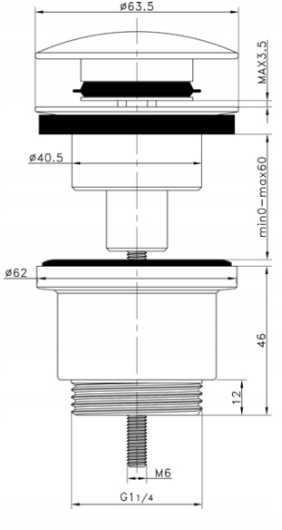 Korek klik-klak Axus 1 1/4 mosiężny duży Akces EAN (GTIN) 5907726050270