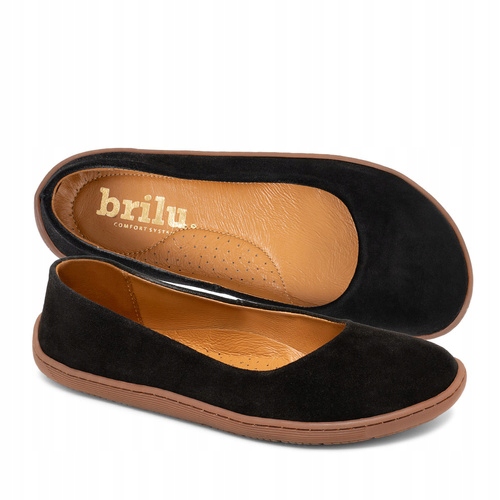 Brilu Polskie Damskie Skórzane Baleriny Barefoot Norah Czarne 39