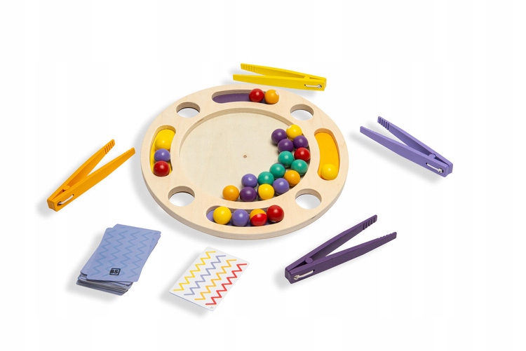 Bs Toys, drewniana gra sensoryczna ze szczypcami Zigzag