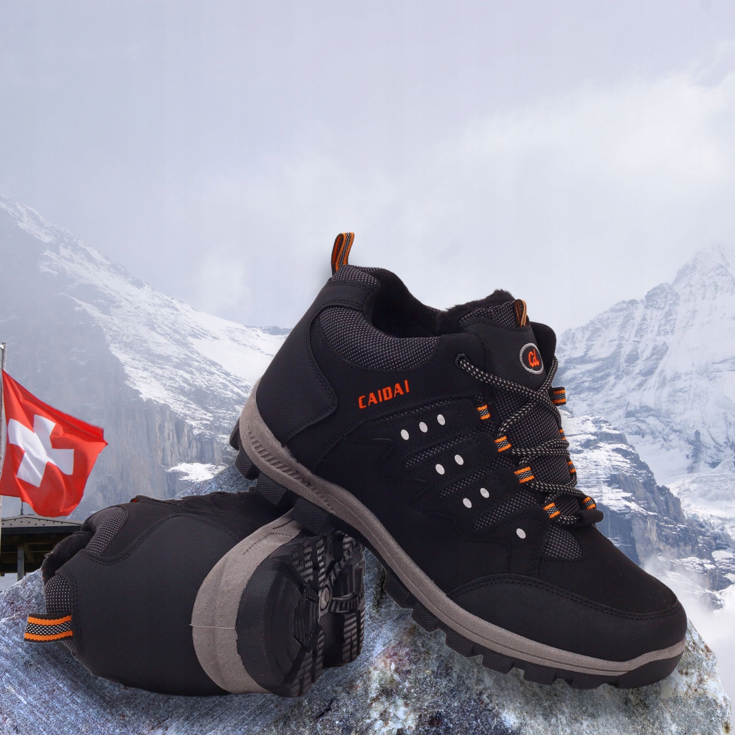BUTY ZIMOWE MĘSKIE CZARNE SPORTOWE OCIEPLANE TREKKINGOWE Kod producenta BLACK__921-1
