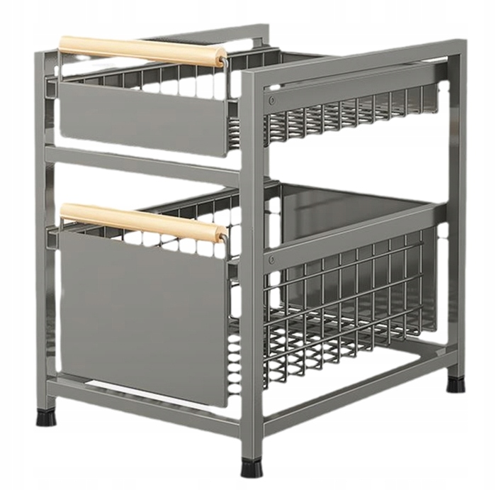 Kuchyňský organizér se 2 výsuvnými koši ocelový XL 29,5x39x42 cm