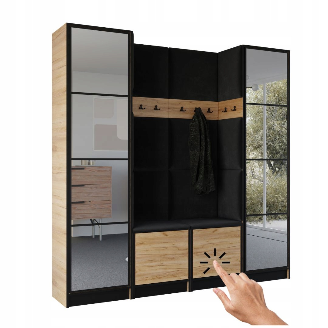 Šatní skříň Costa 18 dub craft zlatý černá tkanina Vzor 1