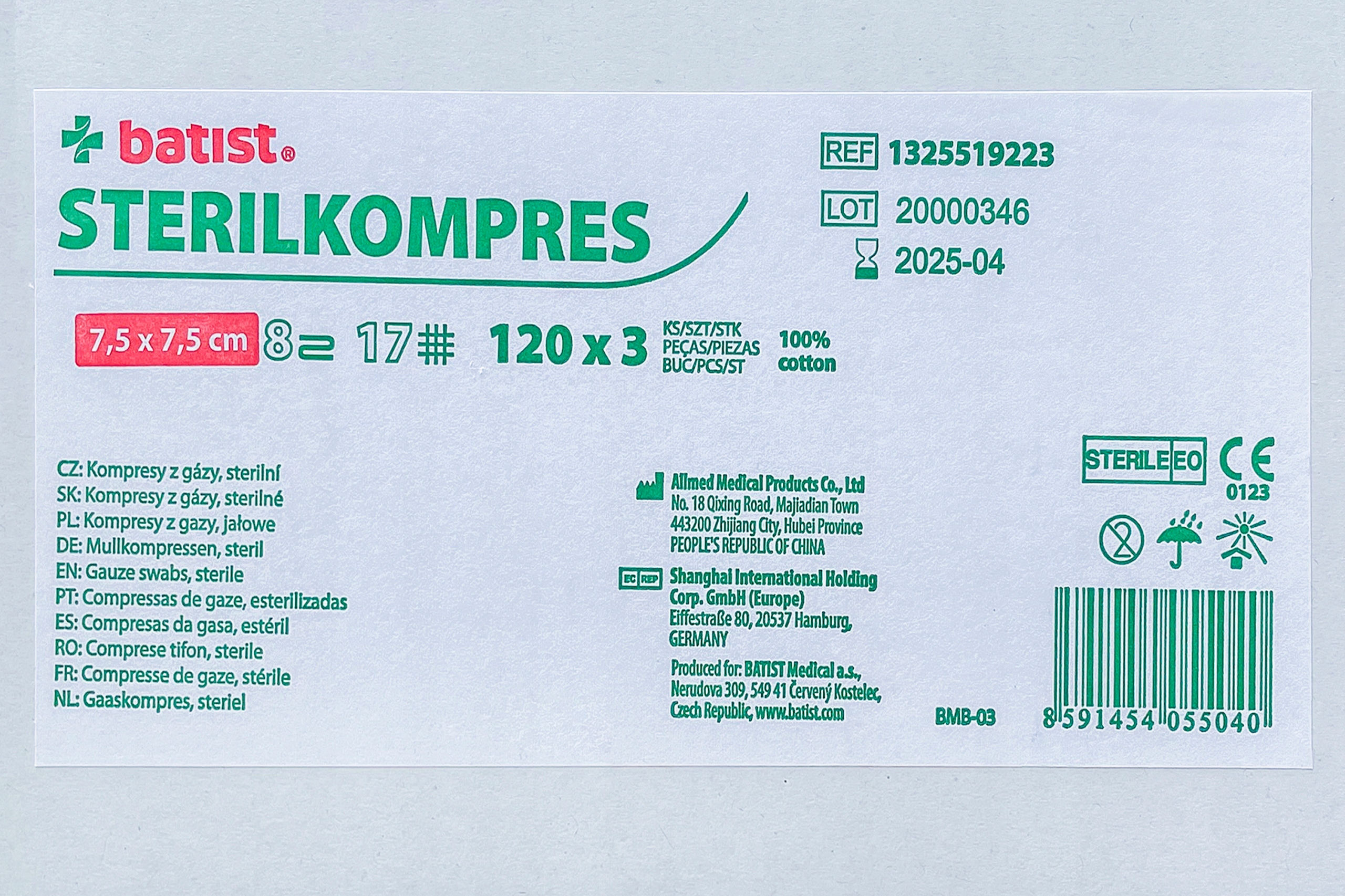 

Kompresy gazowe jałowe 7,5x7,5cm a 3 szt x120=360