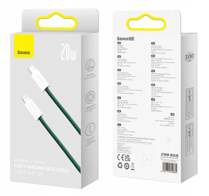 BASEUS KABEL PRZEWÓD USB-C TYPE-C - LIGHTNING DO IPHONE IPAD SZYBKI 20W 1M Złącza USB typ C - Apple Lightning