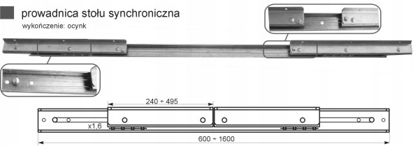 Prowadnica stołu synchroniczna-linka 1600 mm Marka Stolmet