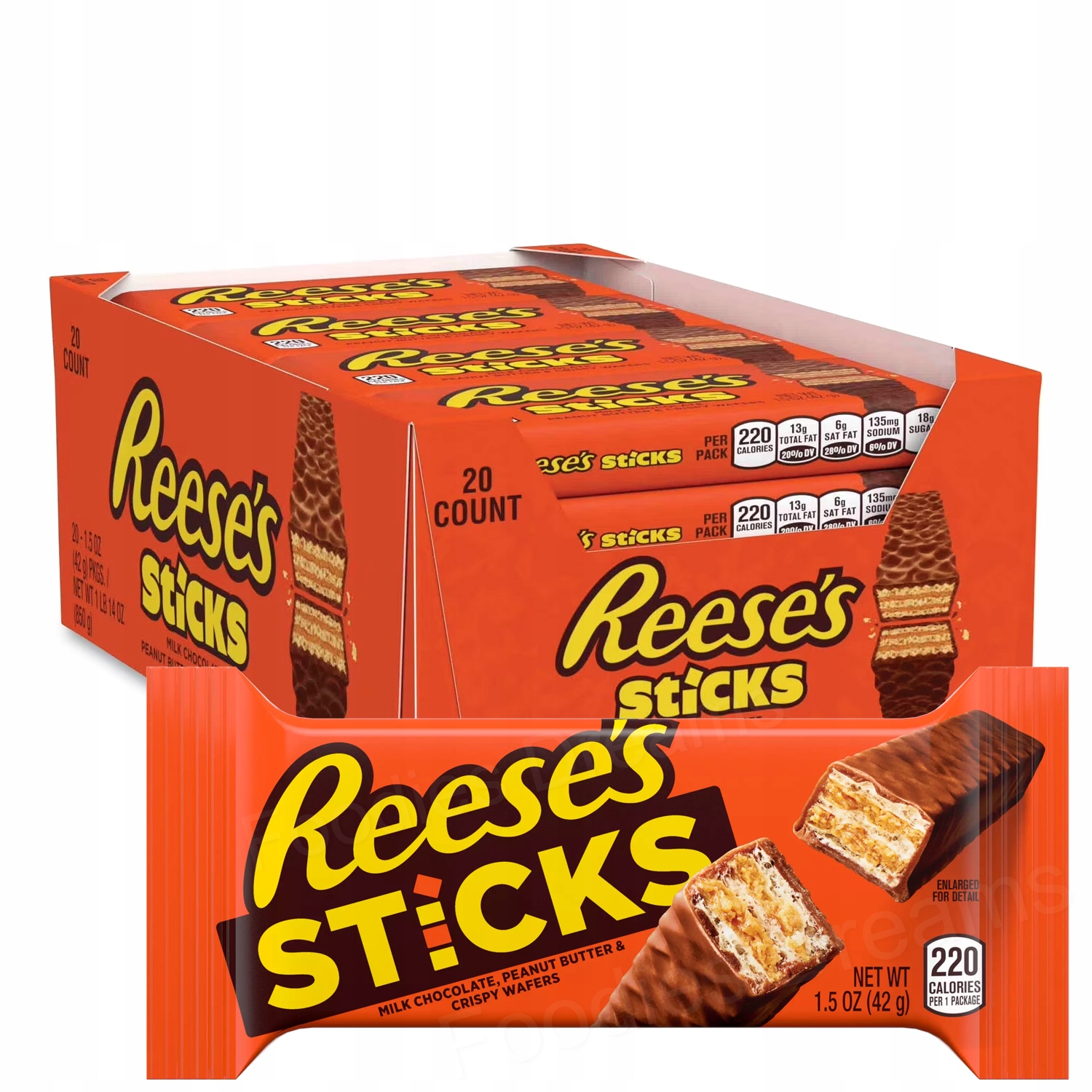 Levně Karton Reese's Sticks 42 g Tyčinky s oplatkami v čokoládě Ořechový krém