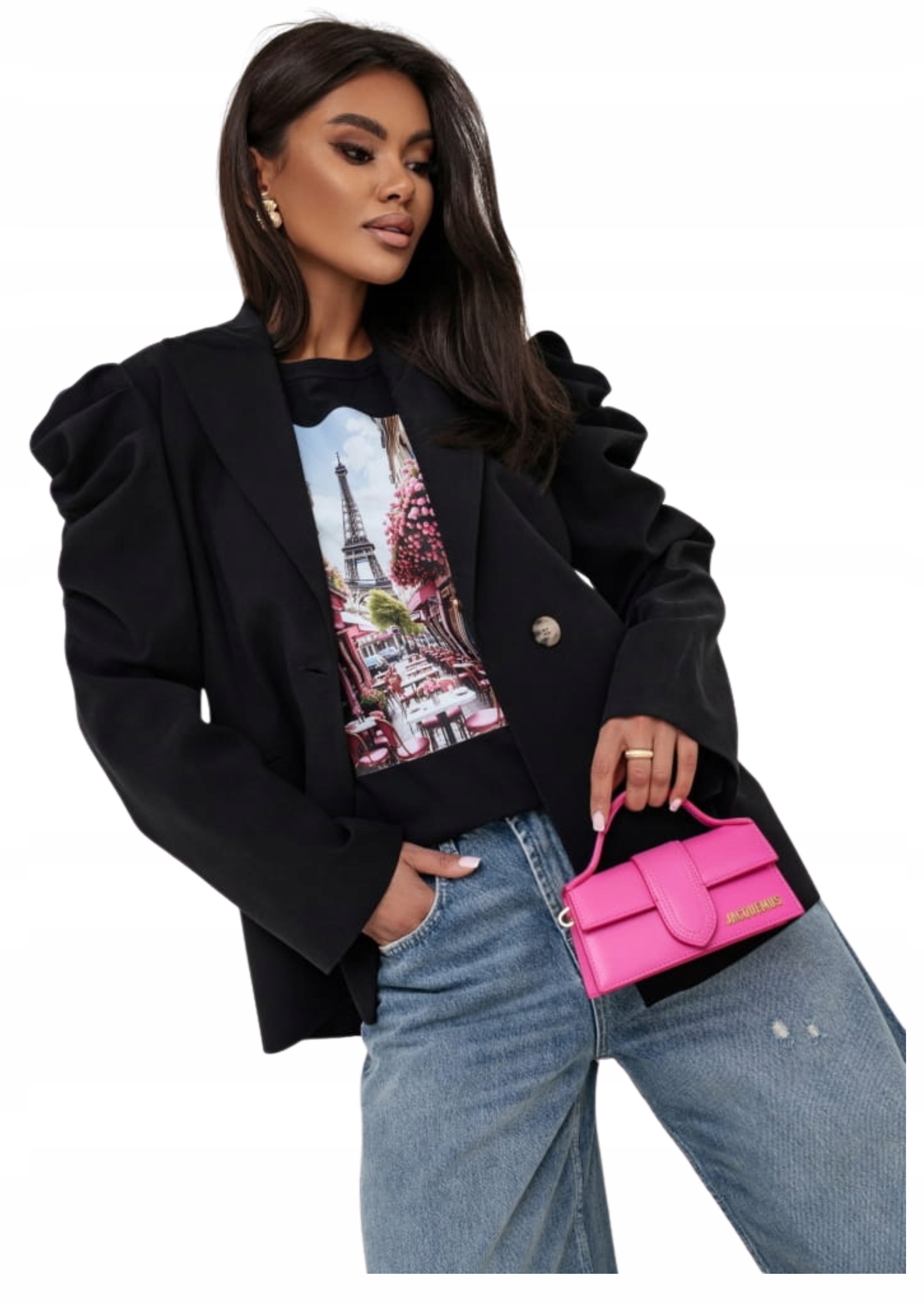 Sako s nařasenými rukávy Cocomore, černé, velikost M