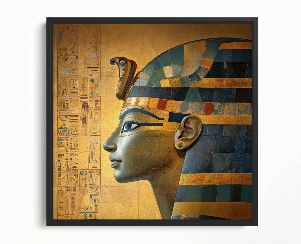 Obraz Rám Americký Box Egypt Faraon Hieroglyfy Zlato Umění Maska 50x50
