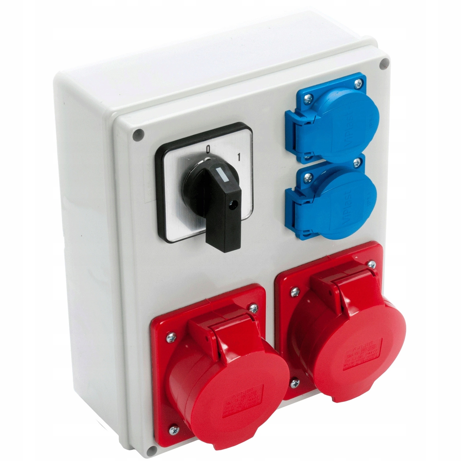 Nástenný rozvádzač s zásuvkami a prepínačom I-0 32A 16A 2x250 V