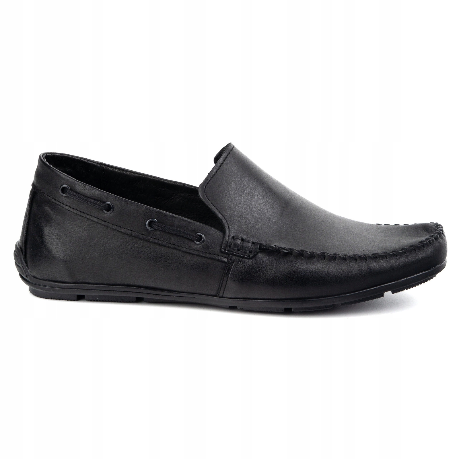 Mokasíny pánské kožené boty 700KNT černé 45