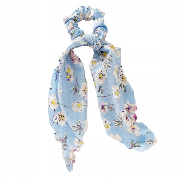 

Gumka do włosów Apaszka scrunchies kwiaty Błękitna