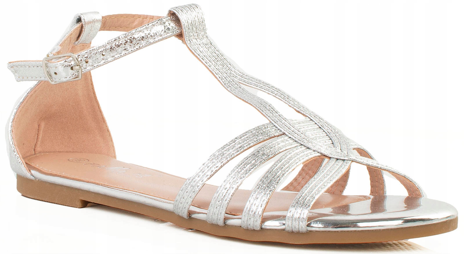 

6585 Srebrne Sandały Damskie Błyszczące 39