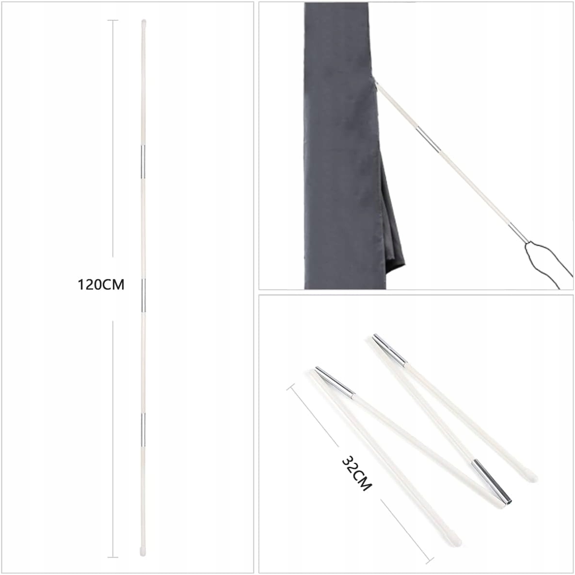 Pokrowiec Ochronny na parasol szary 220 x 30/50 cm Wysokość produktu 220 cm