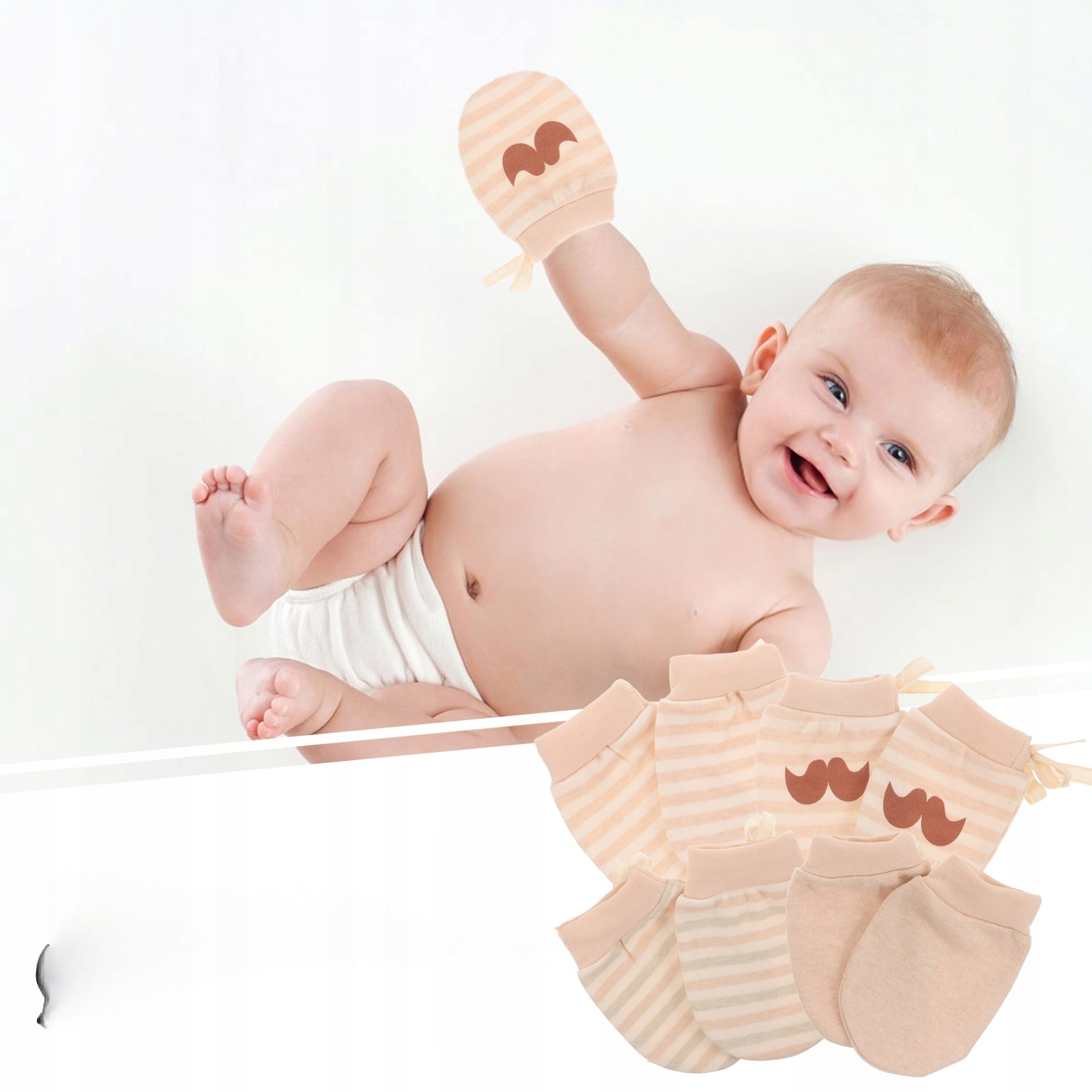 4 PARY RĘKAWICE NIEMOWLĘCE BAWEŁNIANE RĘKAWICZKI NOWORODKA DZIEWCZYNKA Materiał dominujący inny