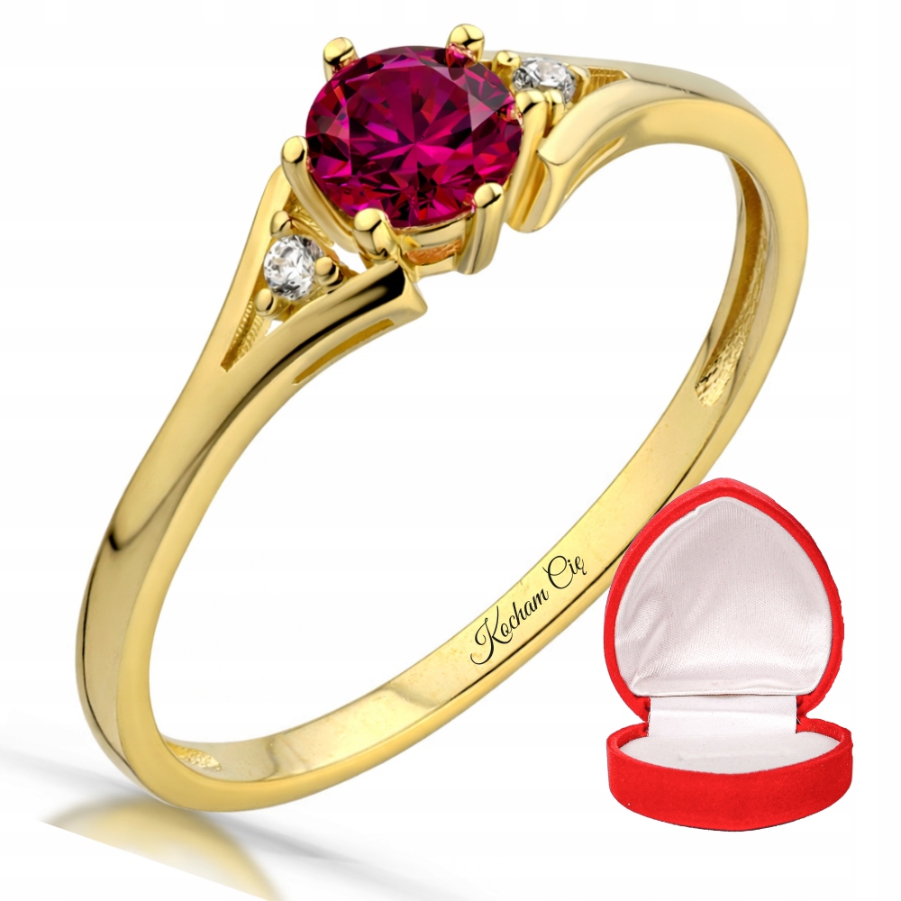 Złoty Pierścionek Zaręczynowy 333 z Cyrkonią Grawer r19