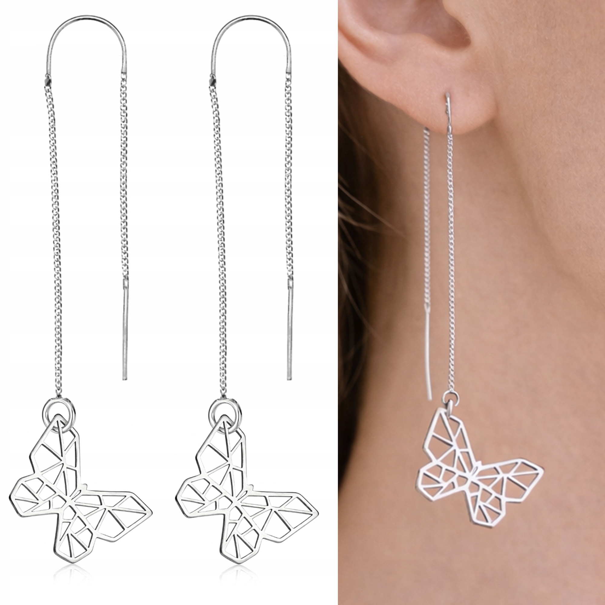 Stříbrné náušnice Motýl Origami Symbol proměny Stříbro ryzost 925