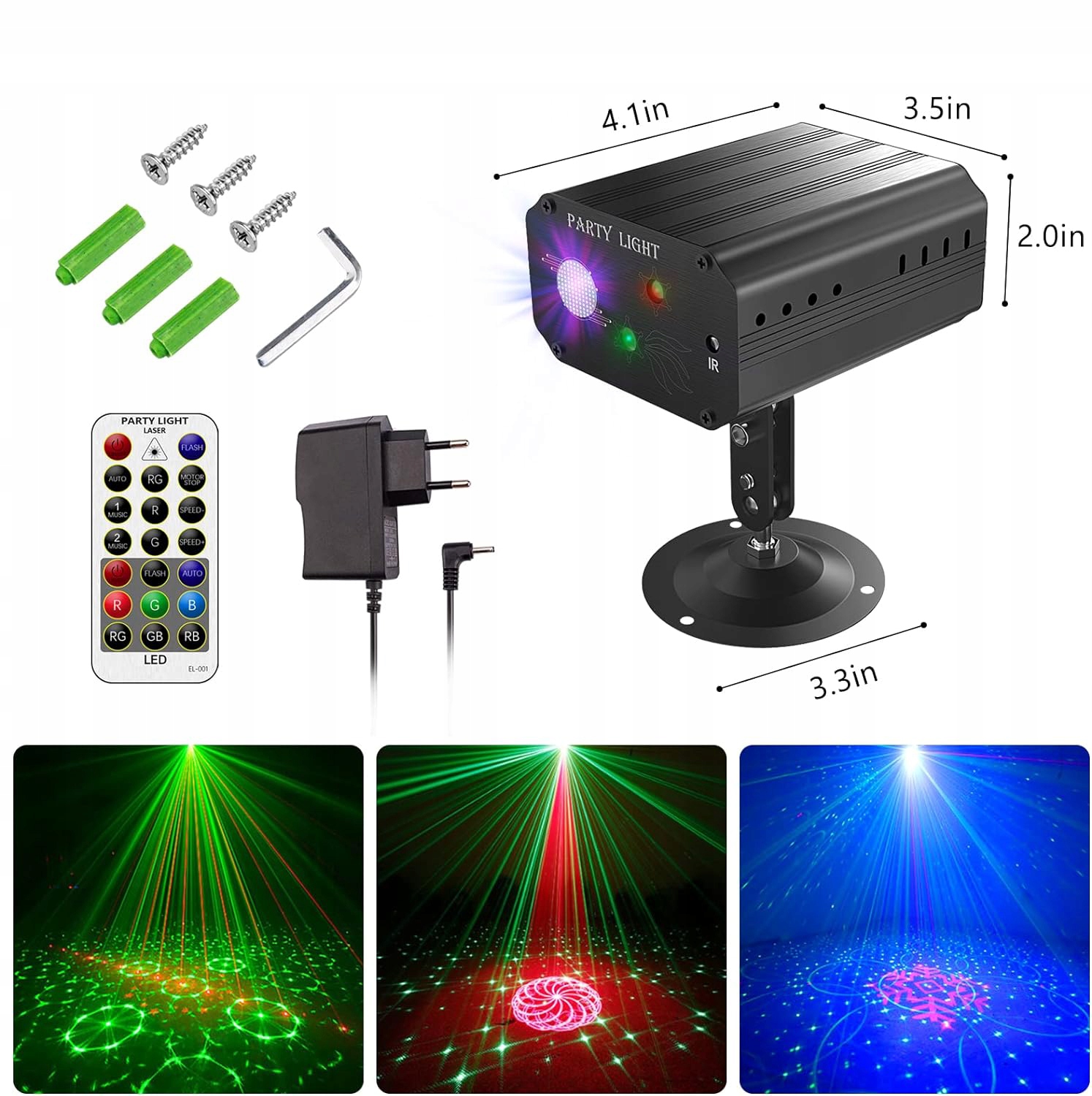 REFLEKTOR SCENICZNY PROJEKTOR LED DYSKOTEKOWY DISCO LASER RGB 3D + PILOT Model LASER PROJEKTOR DISCO DYSKOTEKOWY