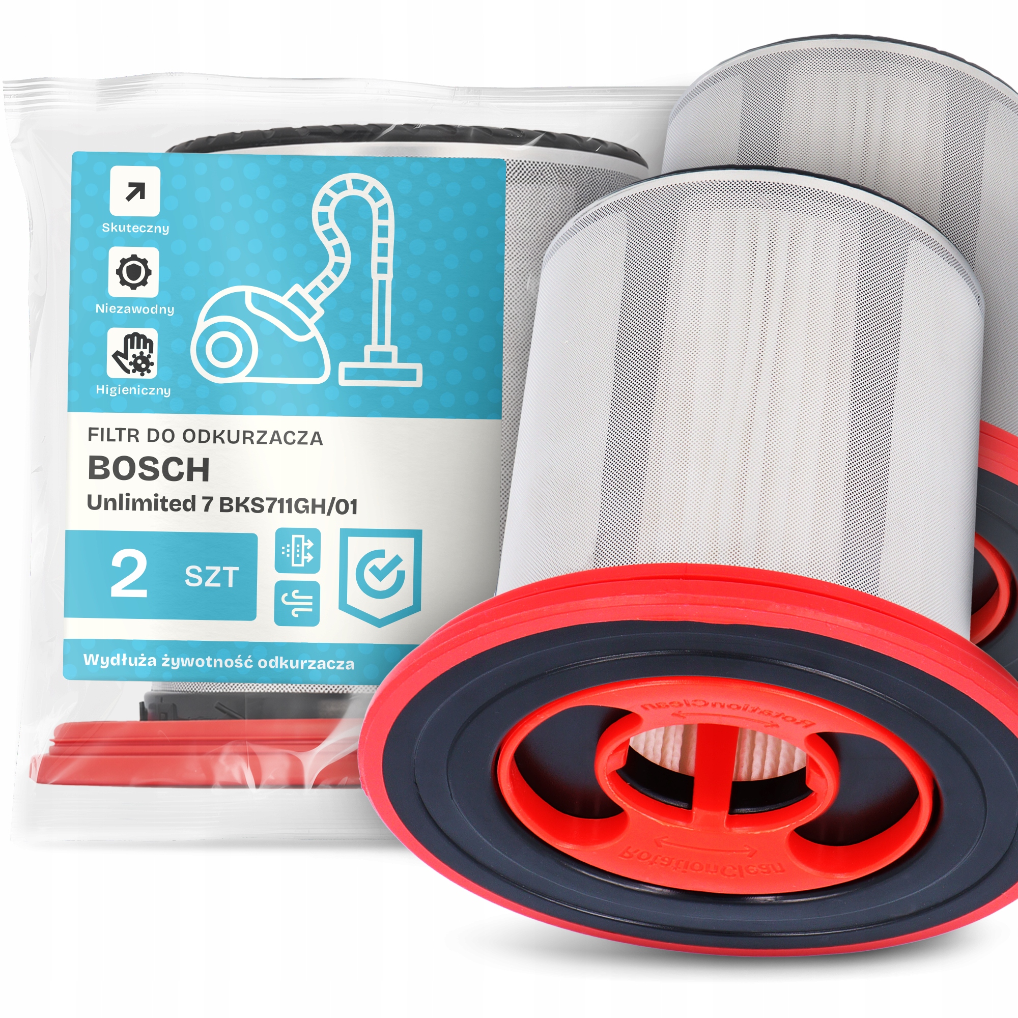 2x Vzduchový Filtr pro Vysavač Bosch Unlimited 7 BKS711GH/01 Hepa Em-w