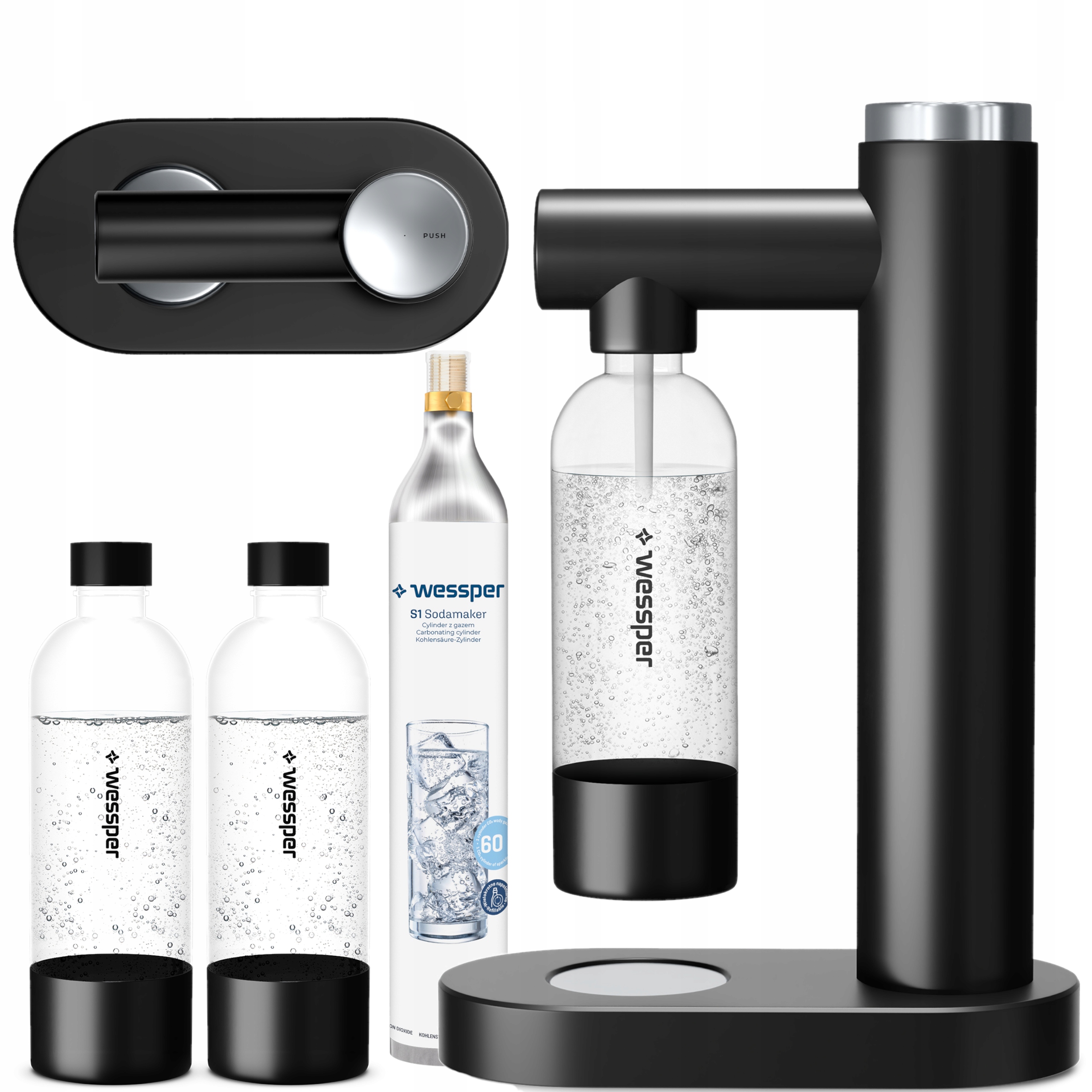 Výrobník sody Wessper S1 Sodamaker náplň C02 60 l 3 x láhev 0,8 l