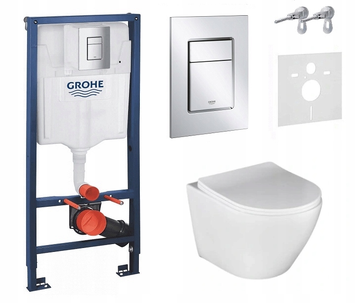 STELAŻ WC GROHE PODTYNKOWY MISKA DESNA PRZYCISK CHROM ZESTAW 7w1