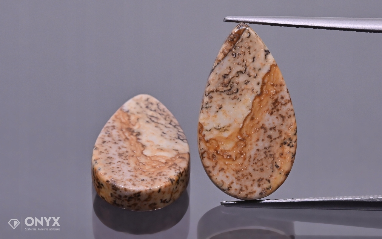 Jaspis Kalahari mělký Pár slza 17,5x10 mm