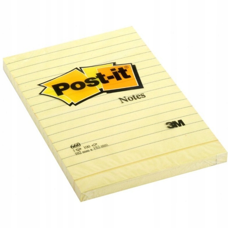 

Bloczek 3M Post-it 660 102x152mm żółte 100k linia