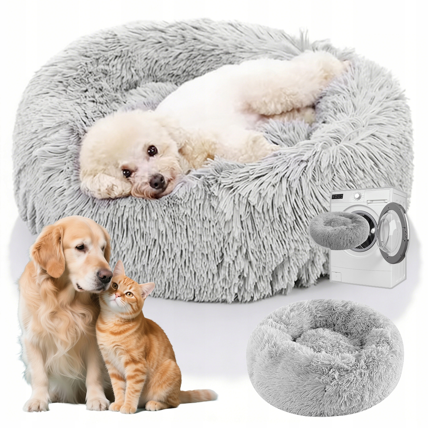 Levně Plyšové Pelíšek Polštář Pro Psa Kočku 60 CM S Chlupatou Výplní, Pohodlné