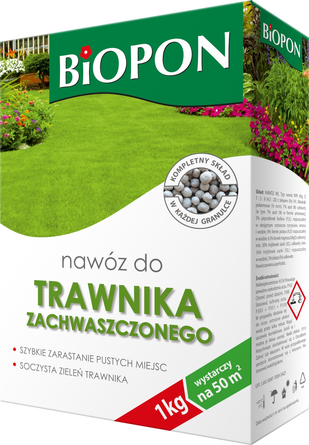 

Biopon Nawóz Do Trawnika Zachwaszczonego 1KG 50m2