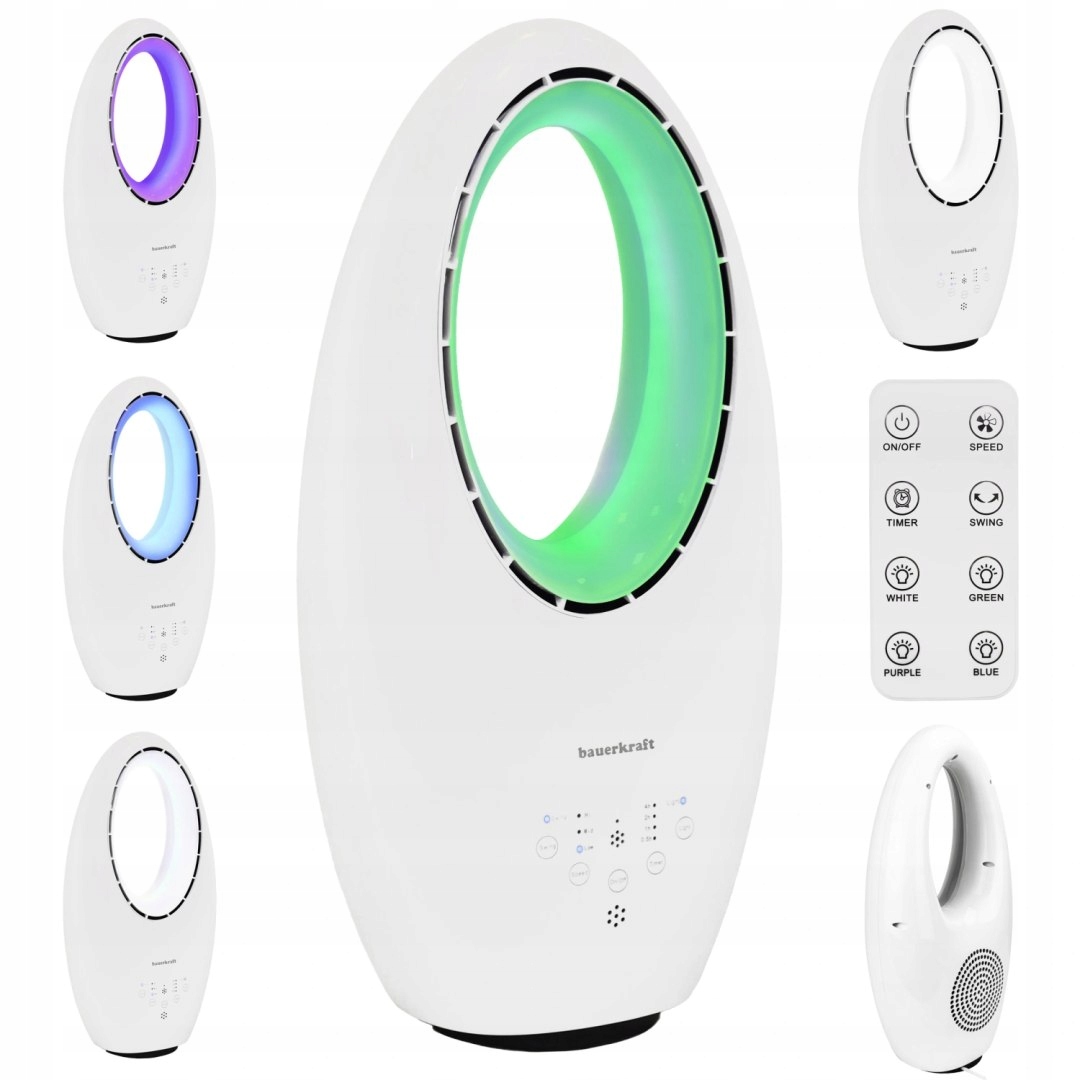 Bezlopatkový ventilátor 60 W – Diaľkový Ovládač, Oscilácia, Led, Tichý, Moderný