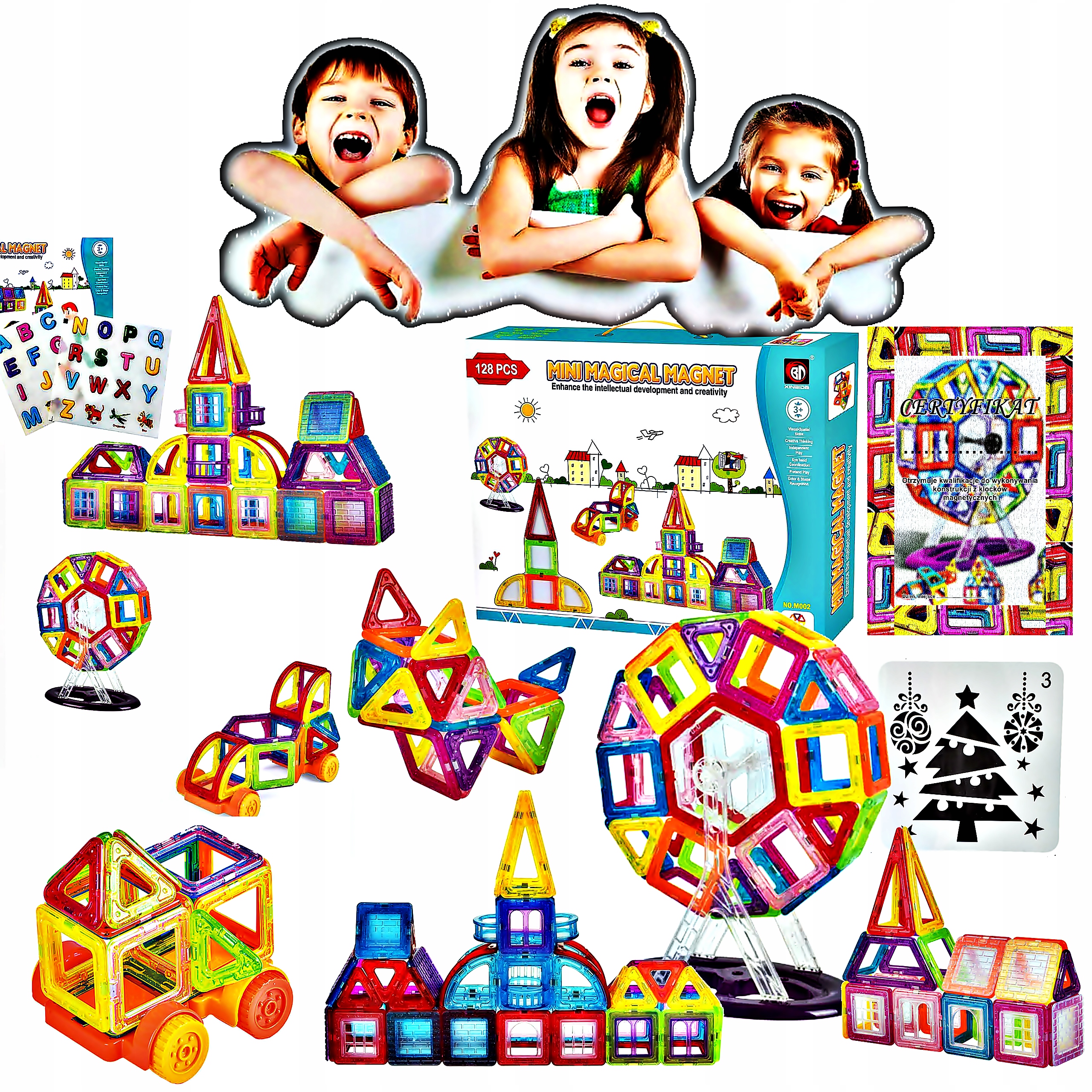 

Edukacyjne Klocki Magnetyczne 128 el .