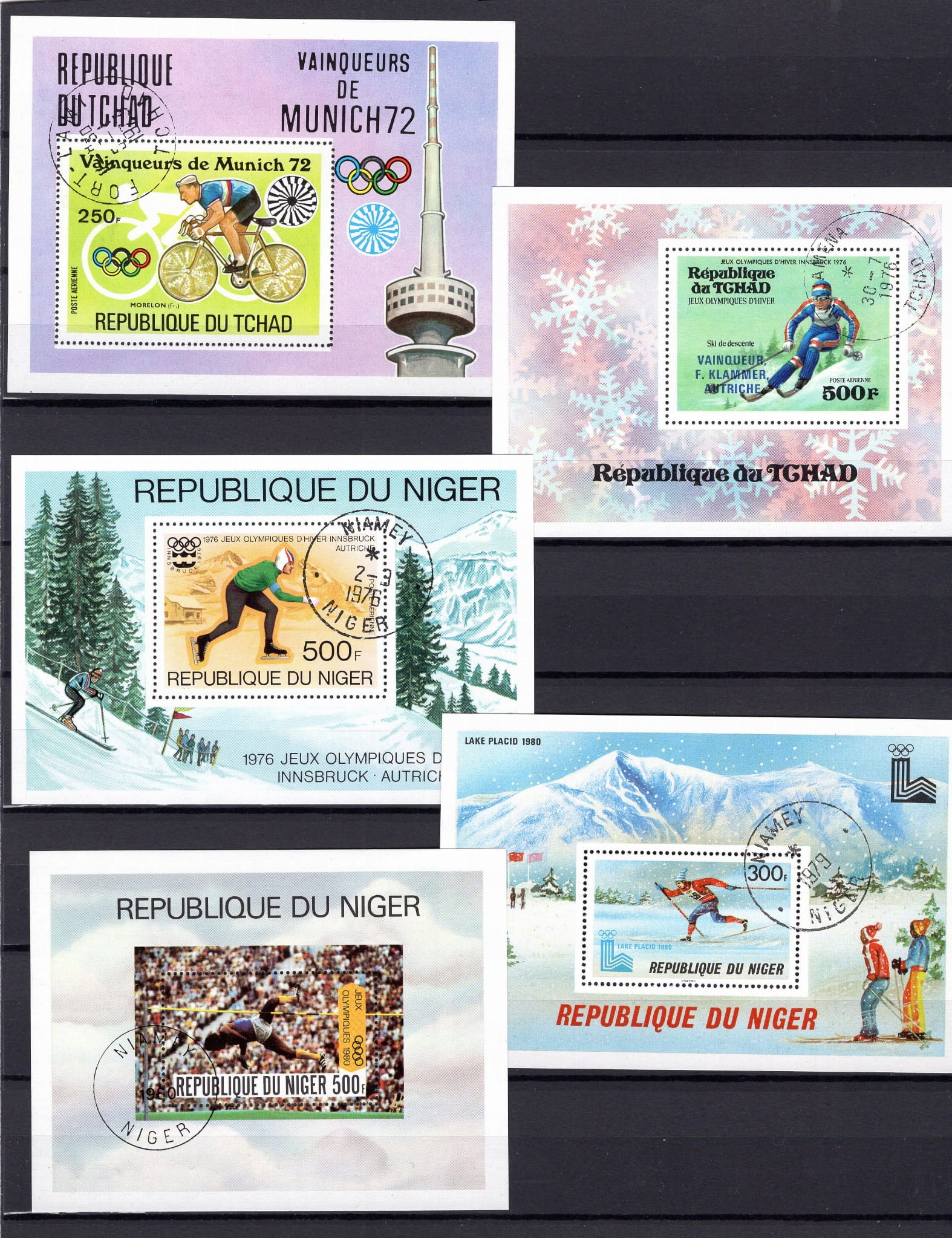 Pakiet Afryka 5 bloków kasowane na czarnej karcie transportowe [059]