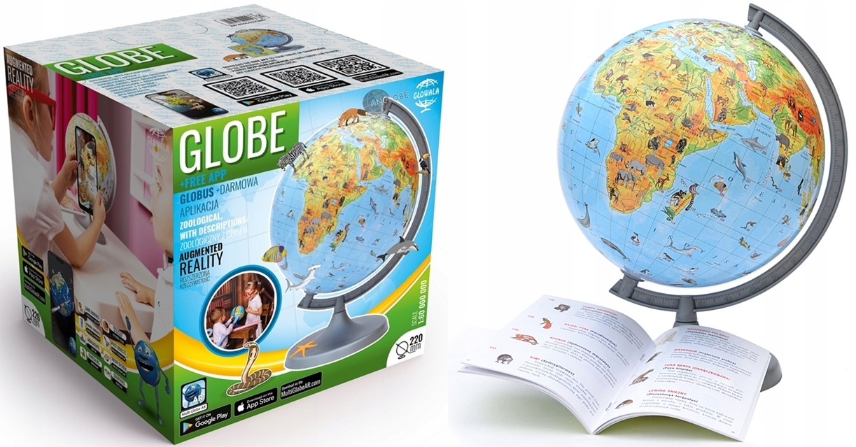 Globus ZOO ZE ZWIERZĘTAMI animals 220 mm APLIKACJA na prezent POLSKI