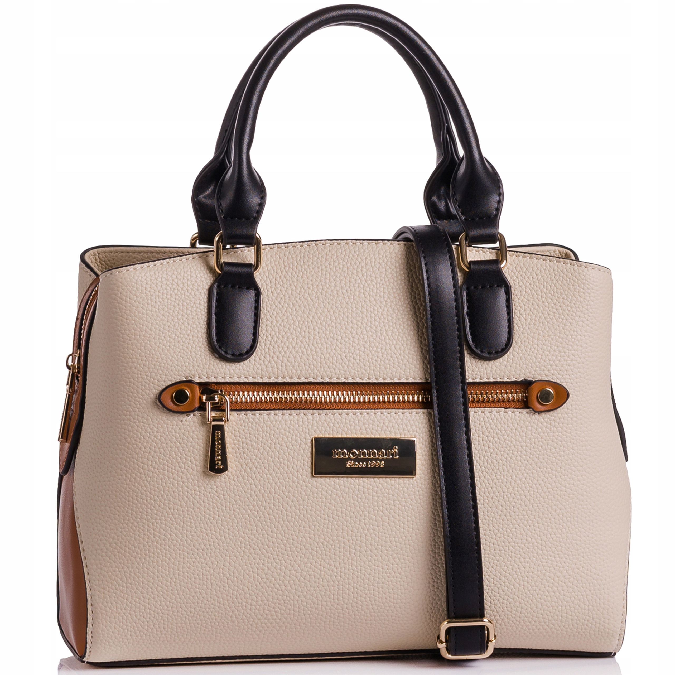 Monnari Torebka Damska Listonoszka crossbody Premium Kuferek Beżowa